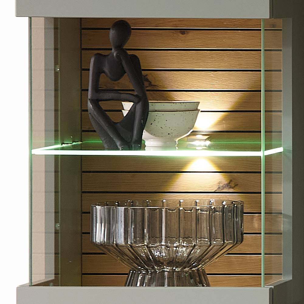 Vitrine Ilitalcon in Graugrün und Wildeichefarben