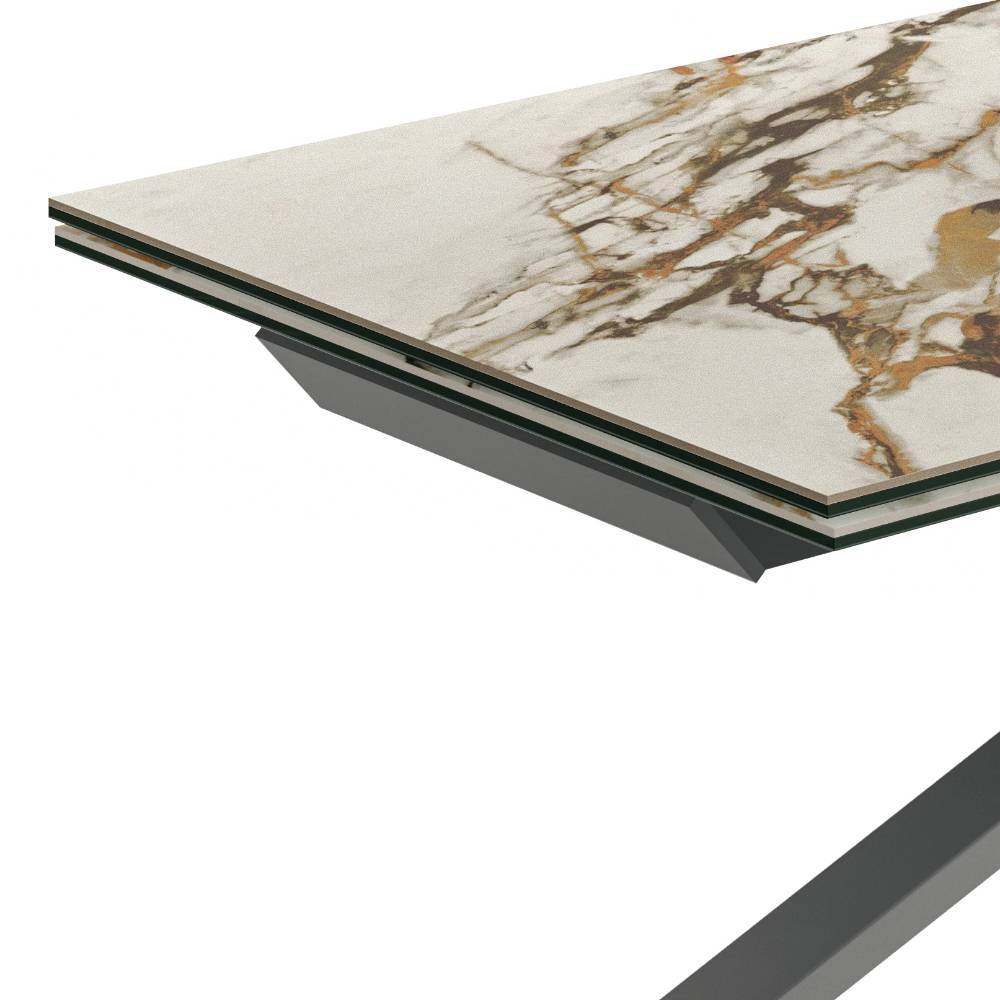 Ausziehtisch Viomantica mit Mikado Fußgestell und zwei Einlegeplatten