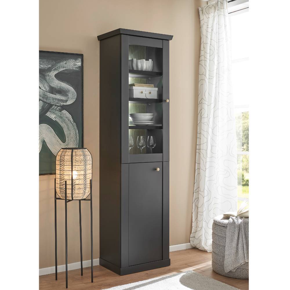 Vitrine Enjta in Schwarz matt 202 cm hoch