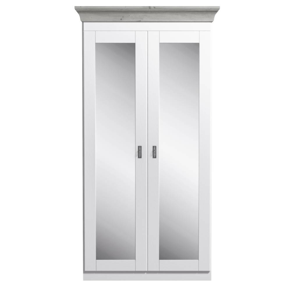 Drehtürenkleiderschrank Benfitas mit Spiegel Türen im Landhausstil