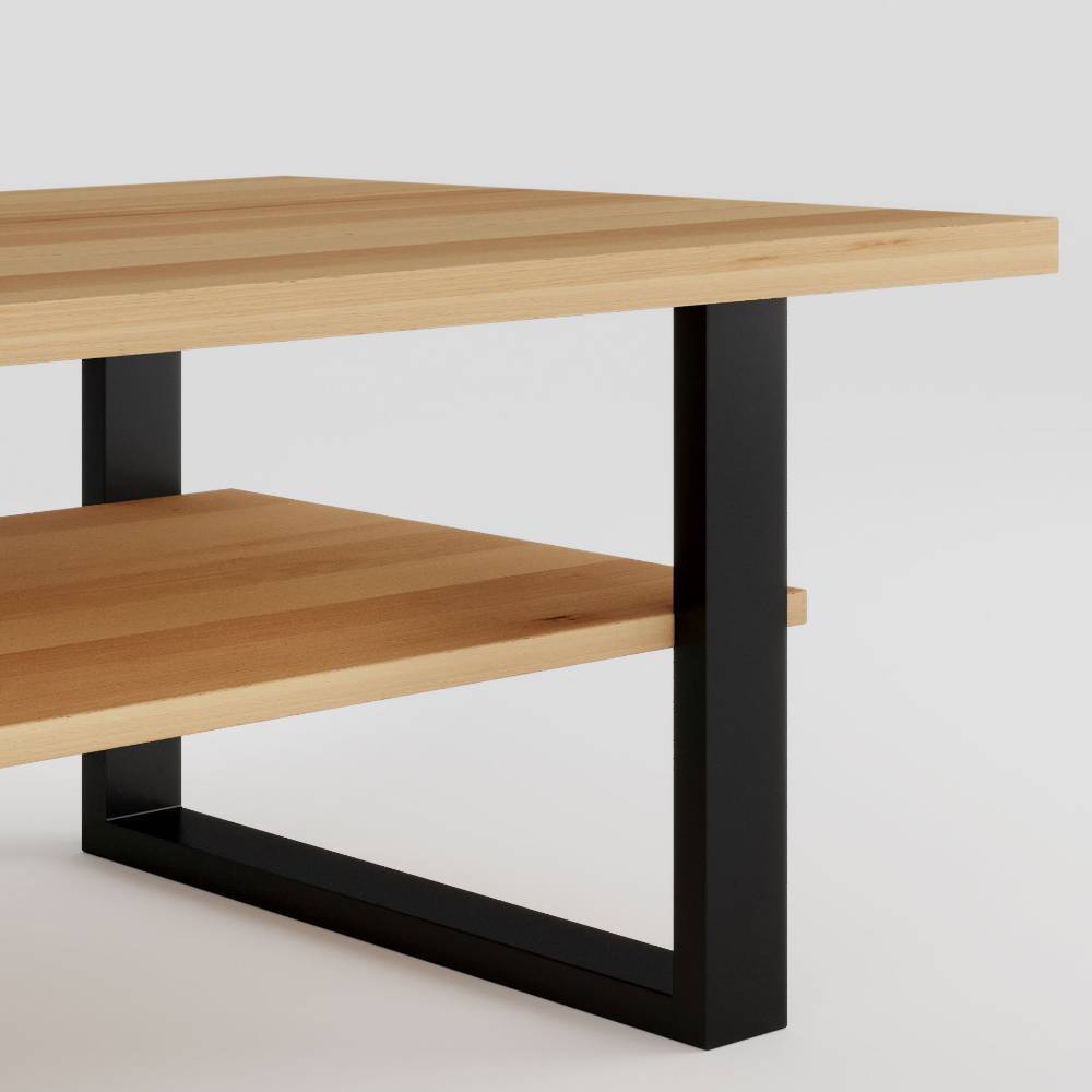 Sofatisch Zella aus Kernbuche Massivholz mit Bügelgestell
