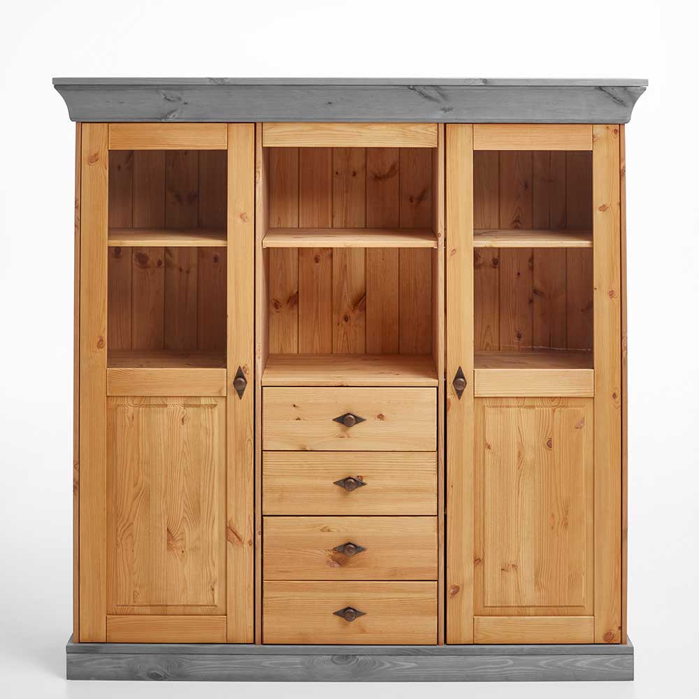 Highboard Viaduca in Grau Kiefer teilmassiv 145 cm hoch