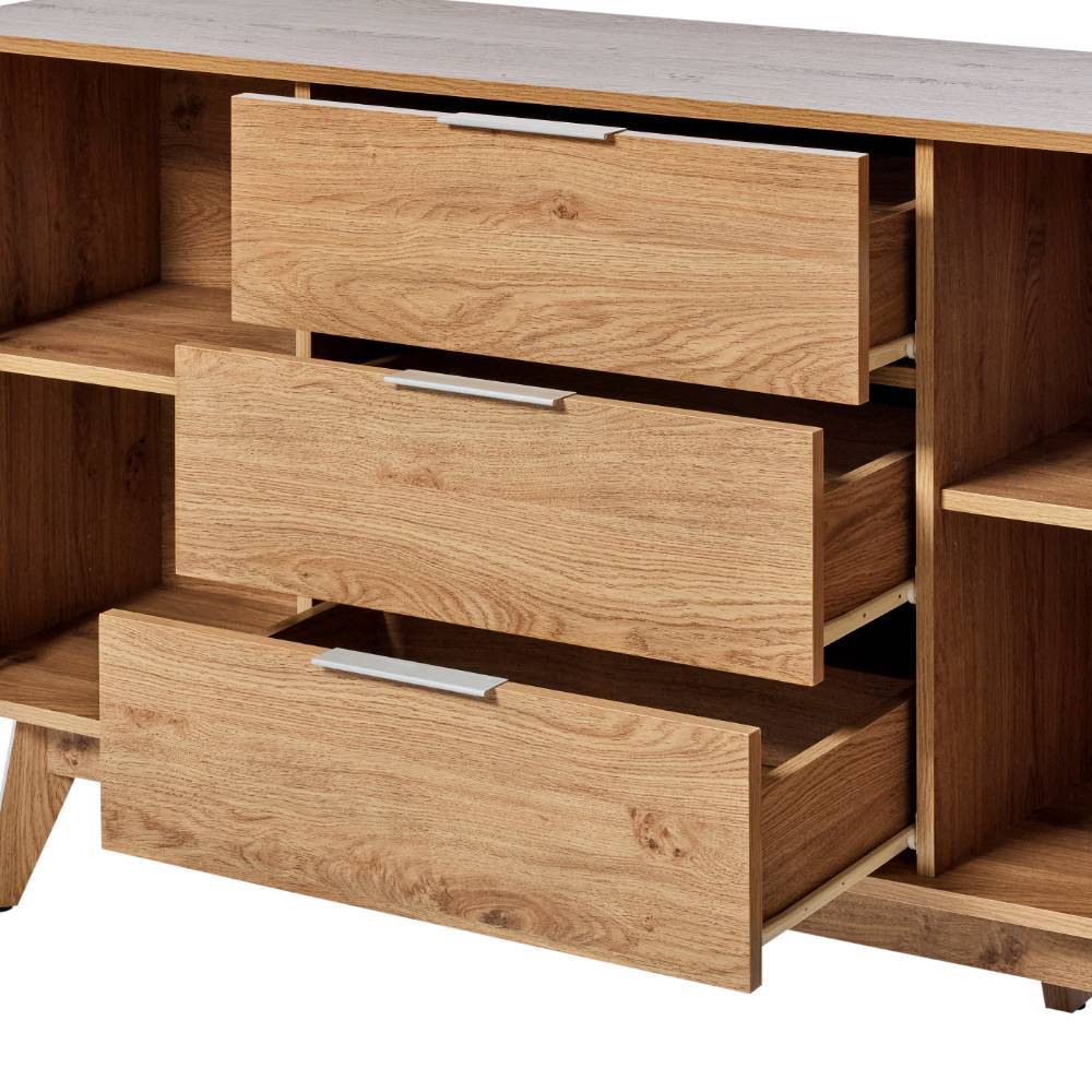 Retrostil Sideboard Timur in Eichefarben mit drei Schubladen