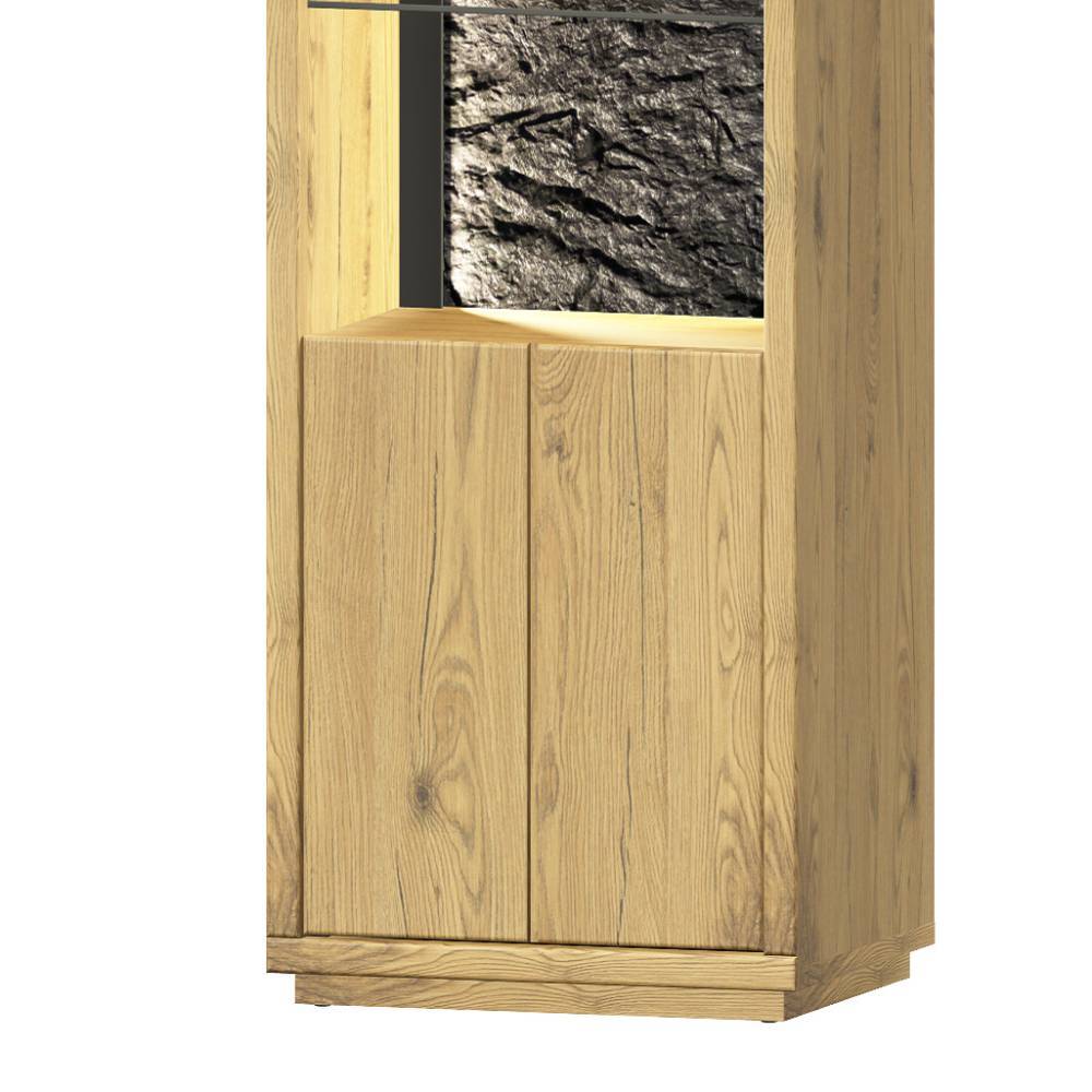 Fernseher Schrankwand Ostoro in Wildeiche Bianco - modernes Design (dreiteilig)