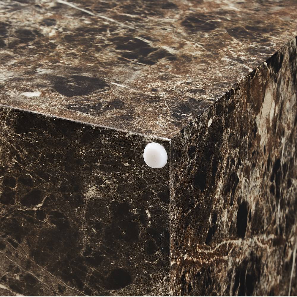 Beistelltisch Jelanda in Braun Marmoroptik Block-Form