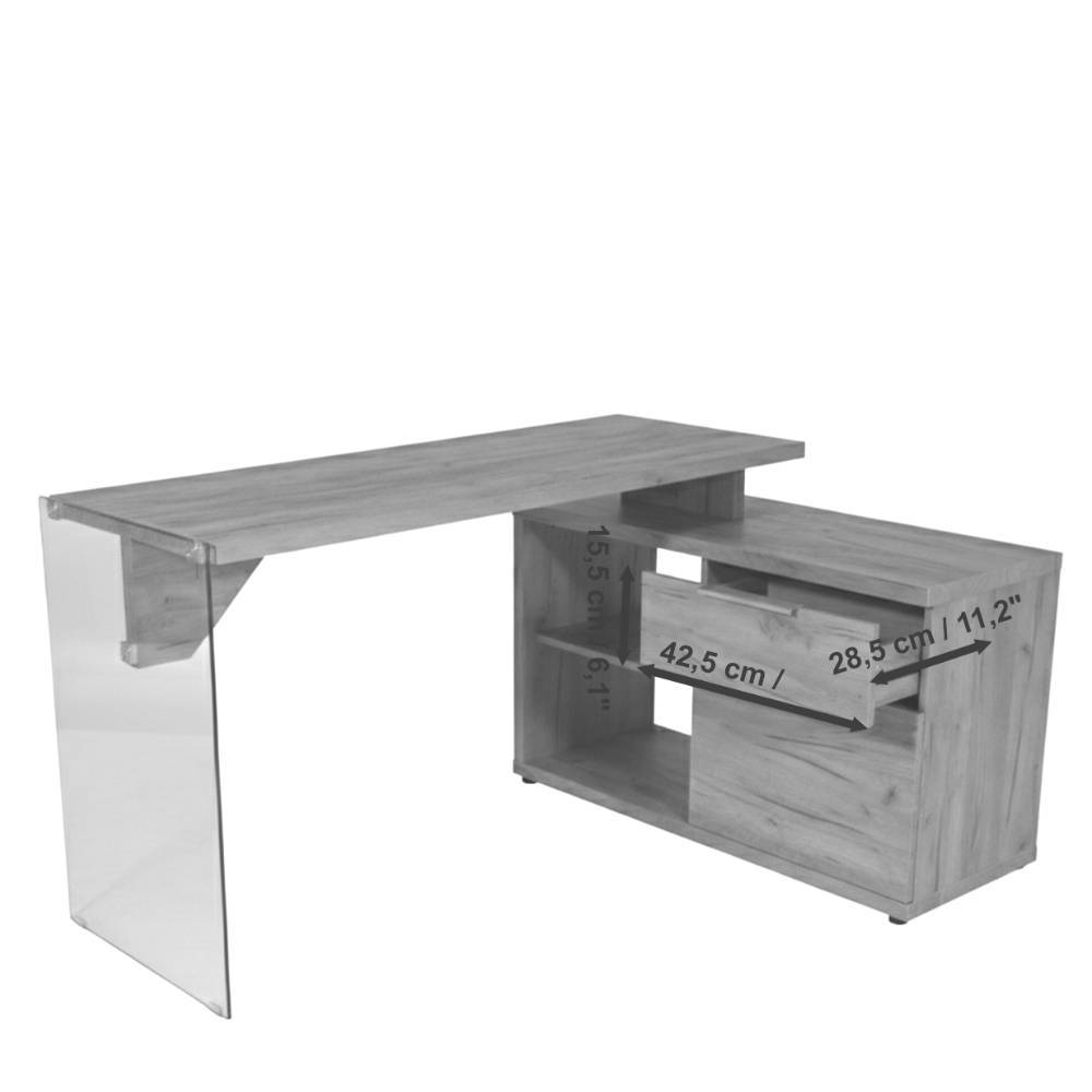 Designschreibtisch Olenka 142 cm breit mit Druckerablage