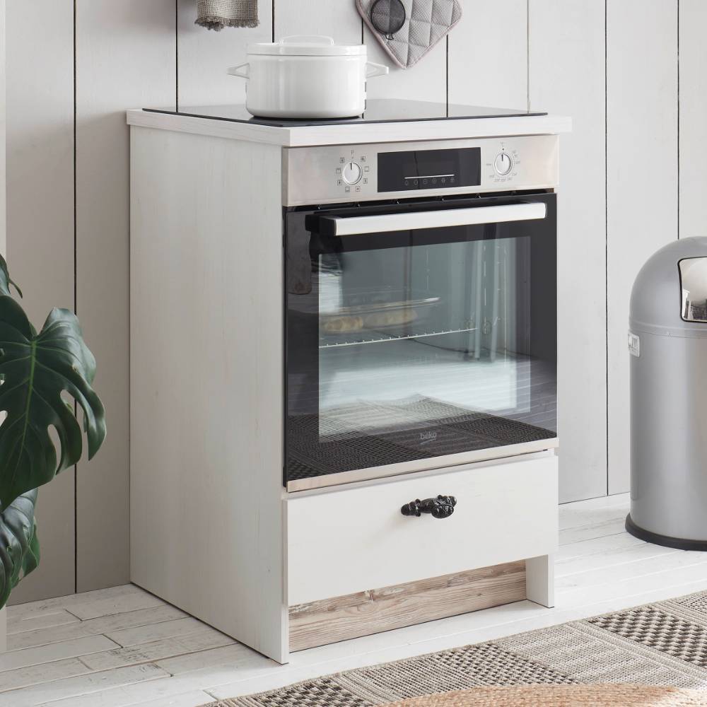 Landhausstil Küchenblock Flurencina in Weiß 60 cm tief (vierteilig)