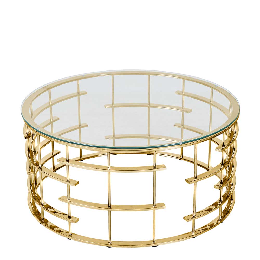 Couchtisch Glas Metall Nacional in Transparent und Goldfarben