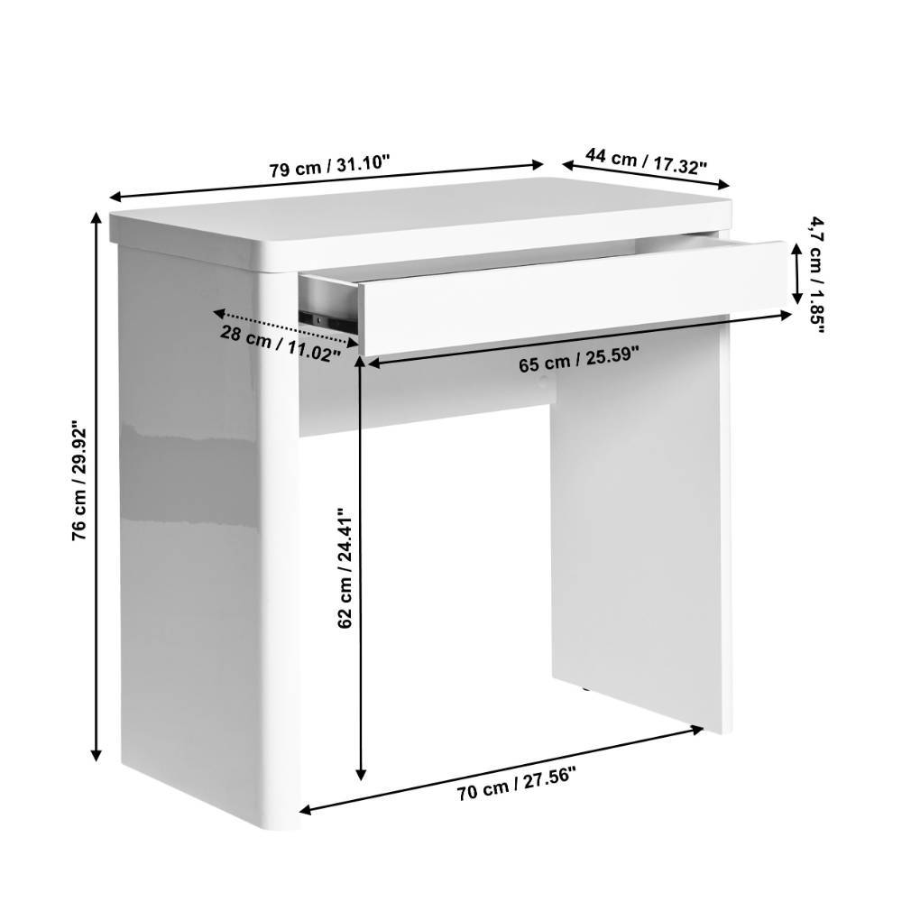 Laptopschreibtisch Satos mit Wangen Gestell 79 cm breit