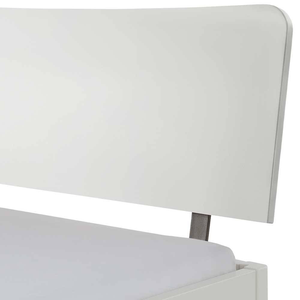 Doppel Bett in Weiß Olessa aus MDF mit Vierfußgestell aus Metall