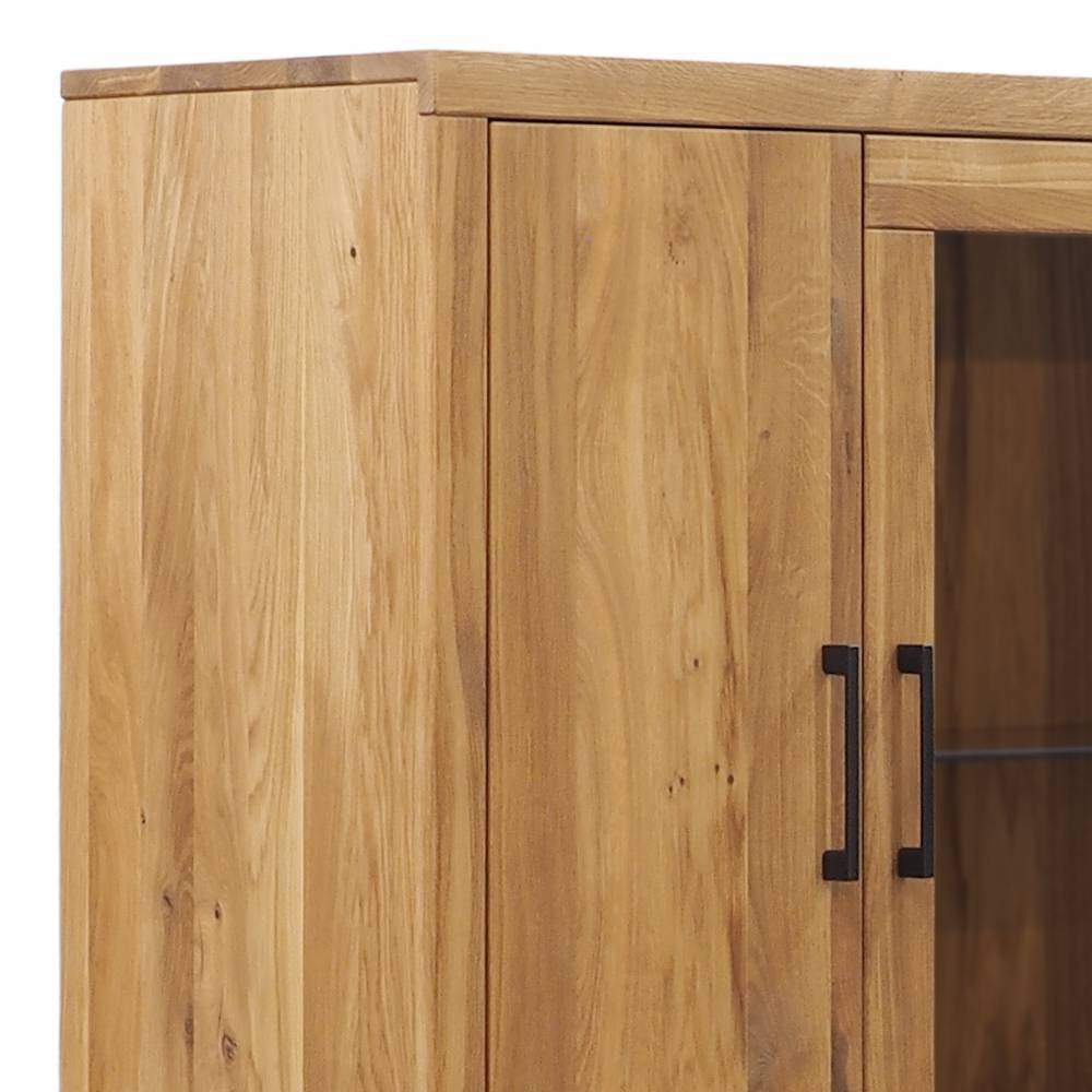 Vitrinenschrank Lasito aus Eiche Massivholz geölt