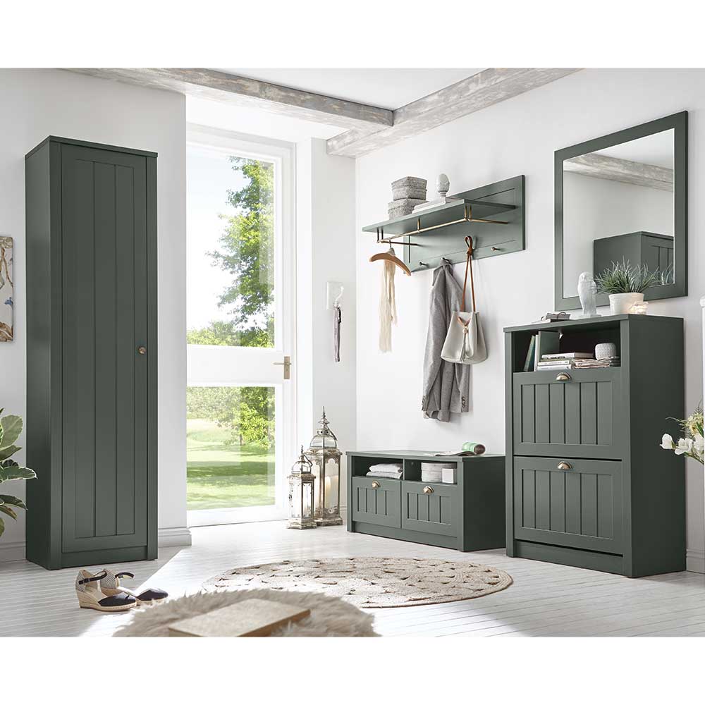 Flurmöbel Set Clujia im Landhausstil in Dunkelgrün (fünfteilig)