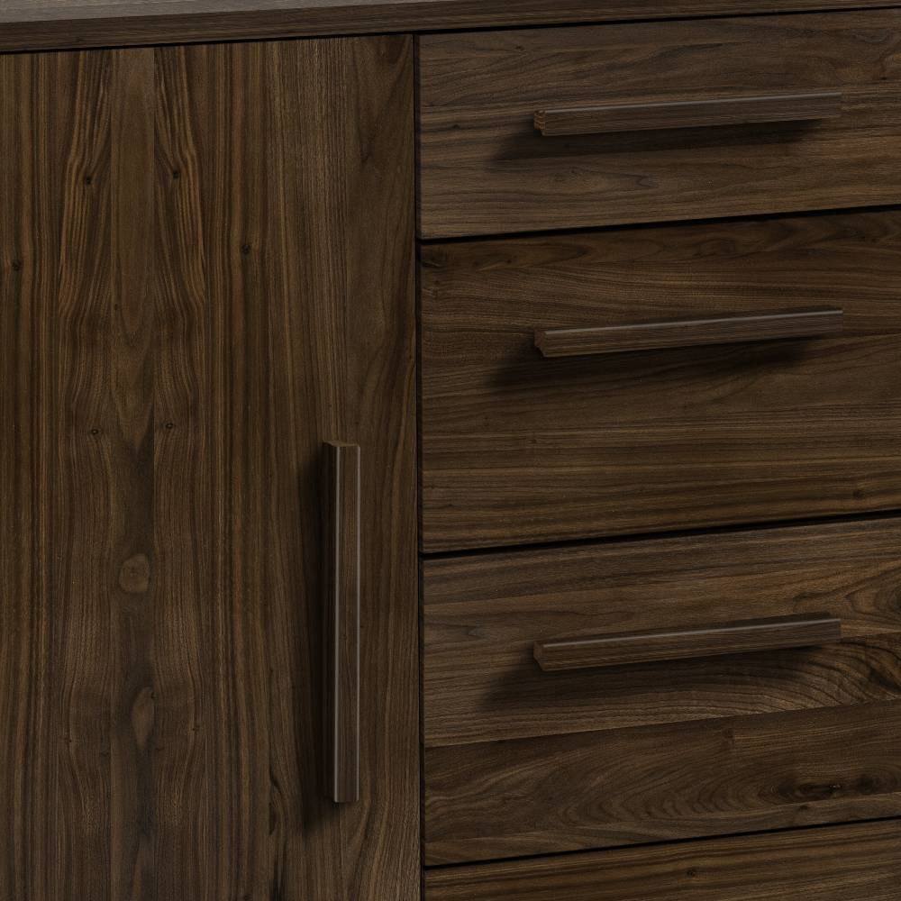 Teilmassives Sideboard Cemanna in Nussbaumfarben und Anthrazit