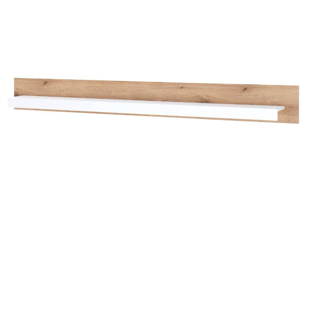 Wohnwand modern Asprecca in Weiß matt und Eichefarben (vierteilig)