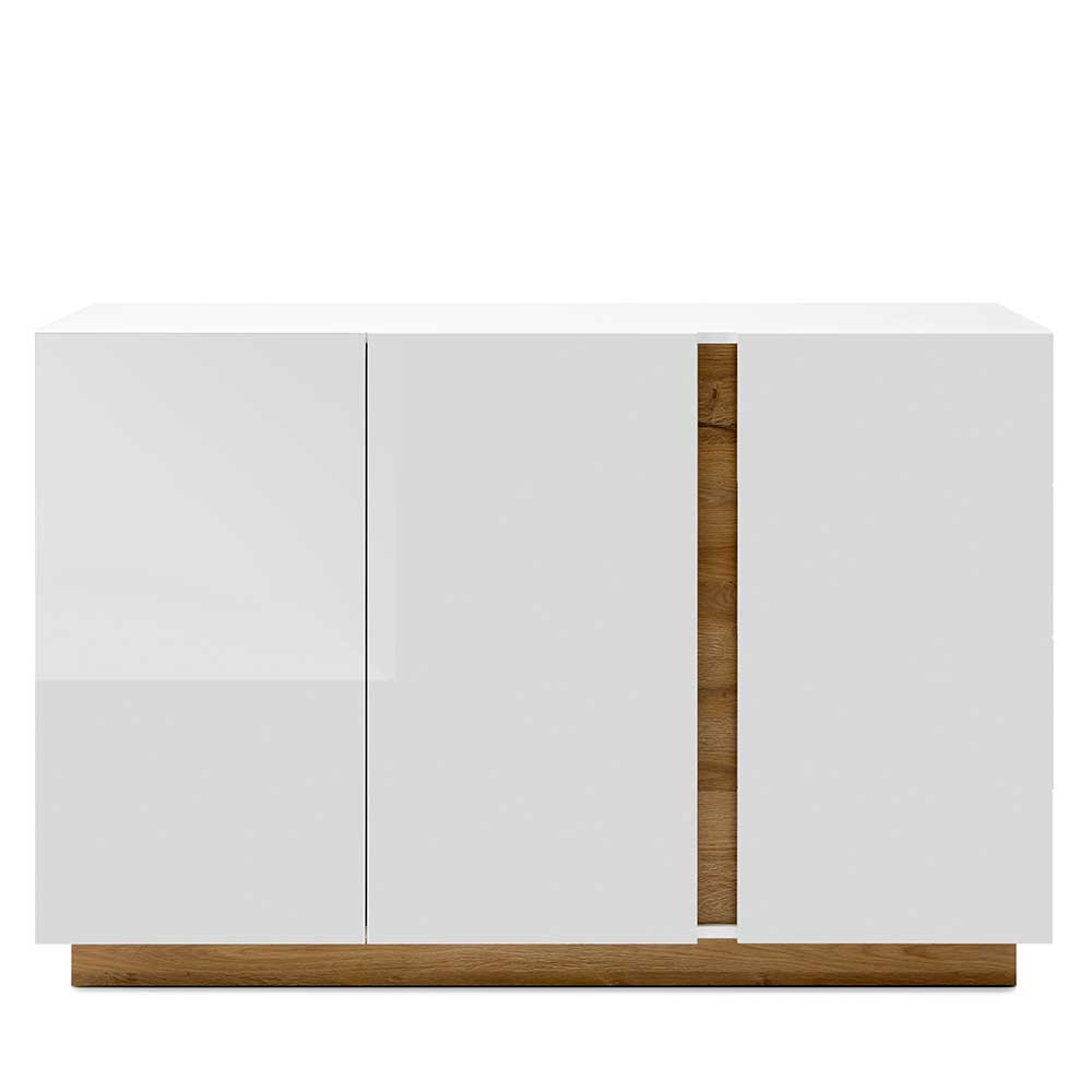 Sideboard Franvos im Skandi Design in Weiß und Wildeichefarben