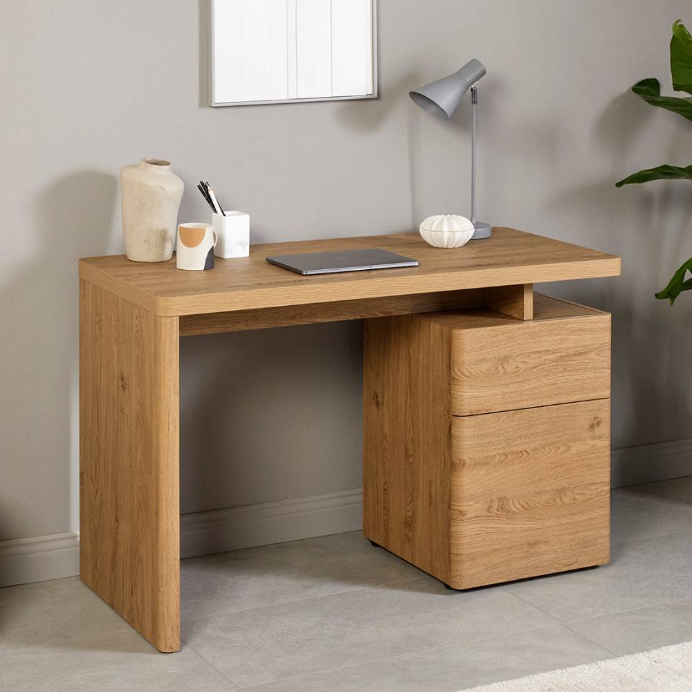 Moderner Schreibtisch Satos in Eichefarben 120 cm breit