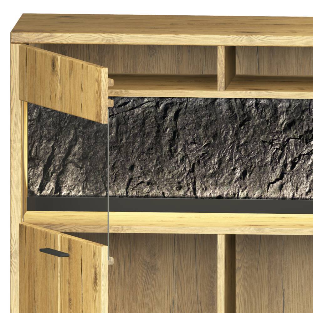 Highboard Ostoro in Wildeiche Bianco und modernem Design