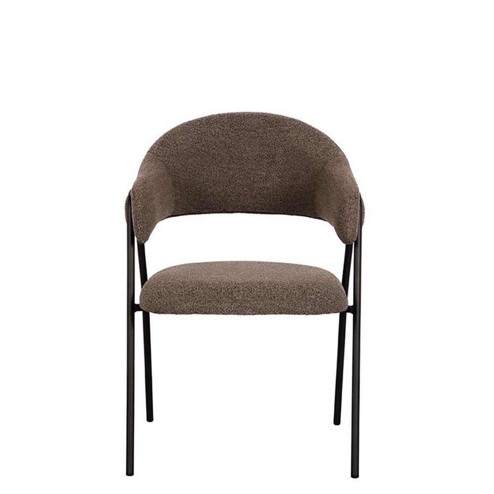 Esszimmerarmlehnstuhl Brianco aus Boucle Stoff in Hellbraun (2er Set)