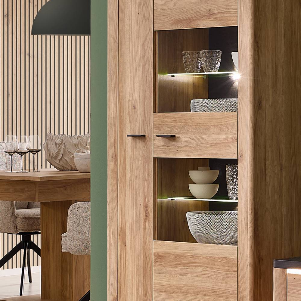 Wohnwand modern Helias mit LED Beleuchtung 202 cm hoch (dreiteilig)