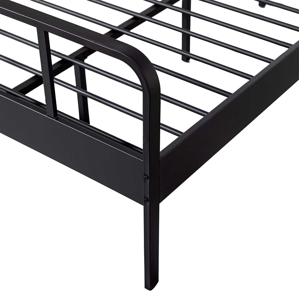 Schwarzes Metall Bett Volgan im Retrostil 42 cm Einstiegshöhe