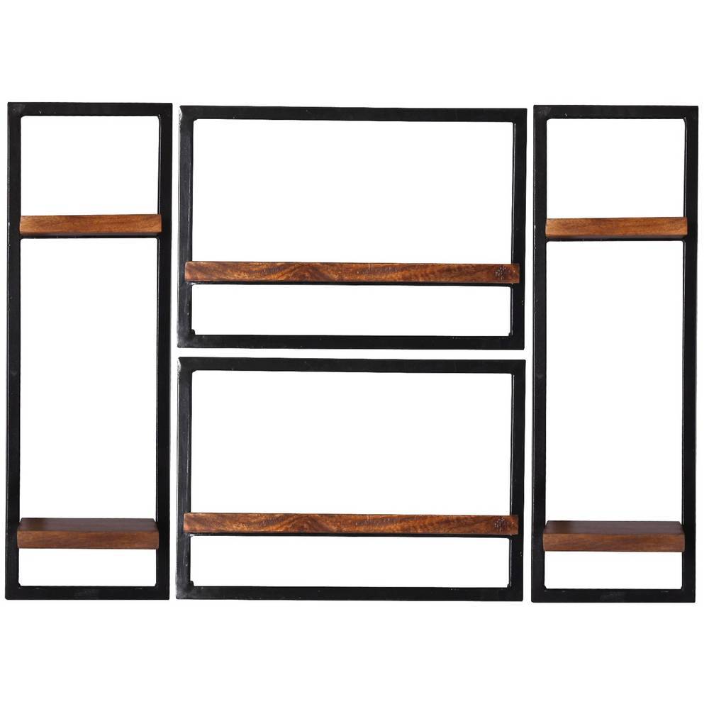 Regal massiv Espanola aus Mangobaum Massivholz und Metall (vierteilig)