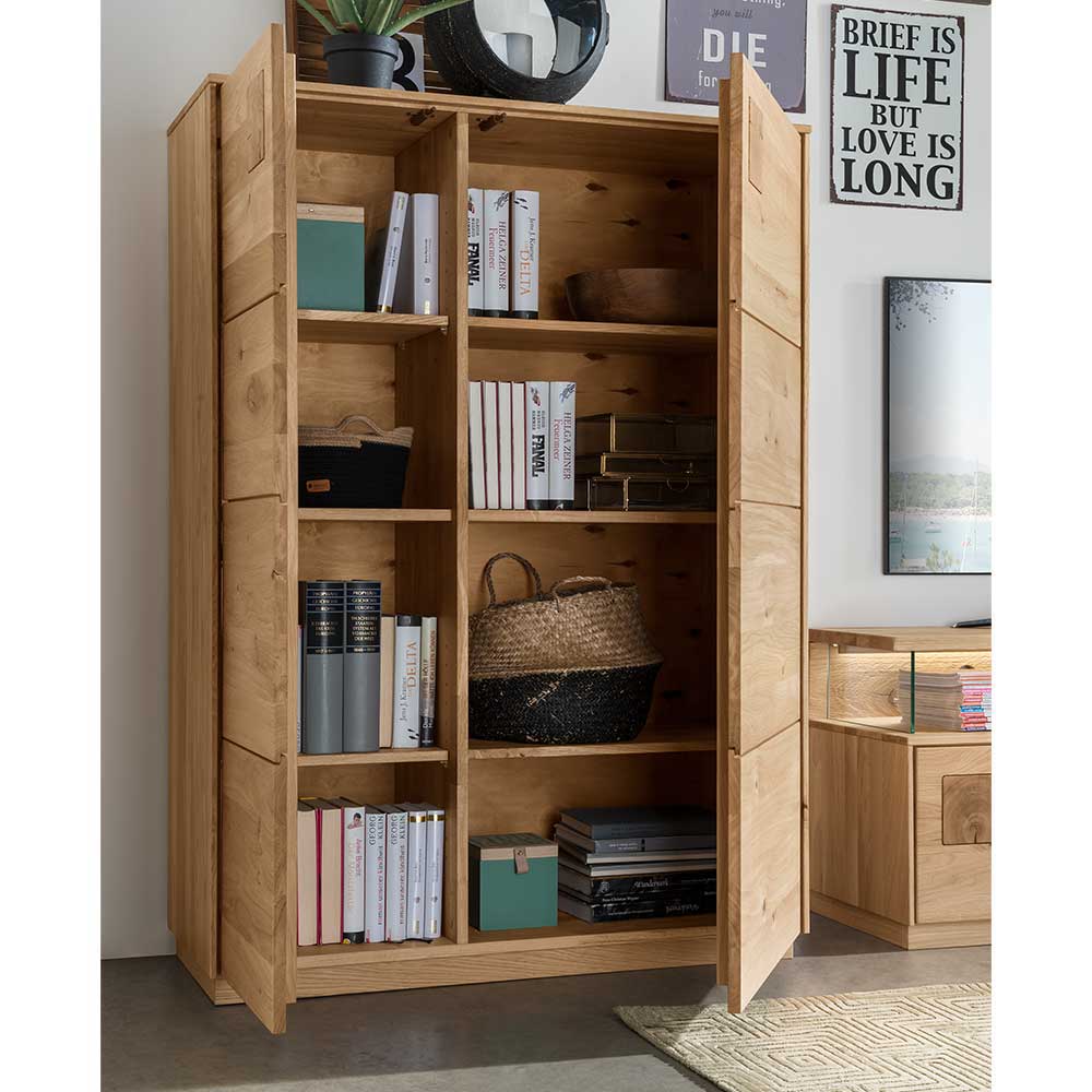 Wohnzimmeranbauwand Wildeiche Onitos in modernem Design 209 cm hoch (dreiteilig)