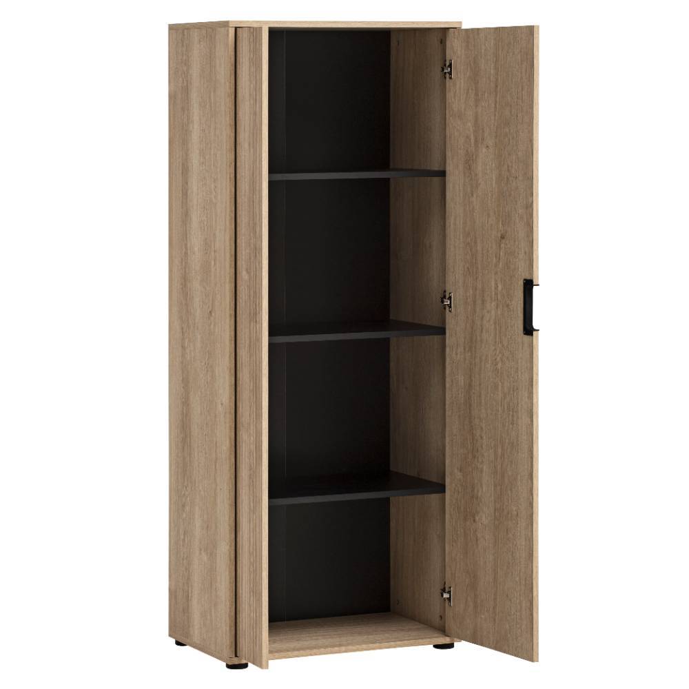 Büroschrank Rasvanna in Weißeiche Holzoptik 164 cm hoch