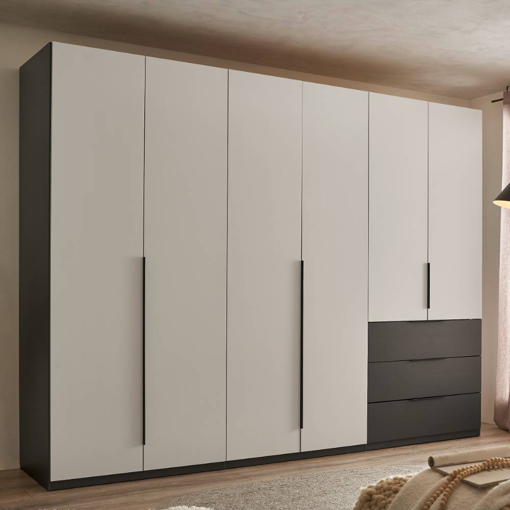 Schlafzimmerkleiderschrank Arionn mit Drehtüren in Lichtgrau