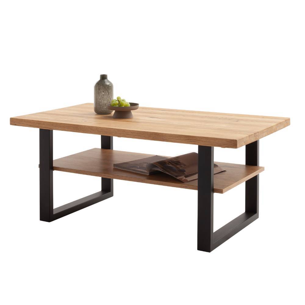 Couchtisch Suzana mit Massivholzplatte und Bügelgestell