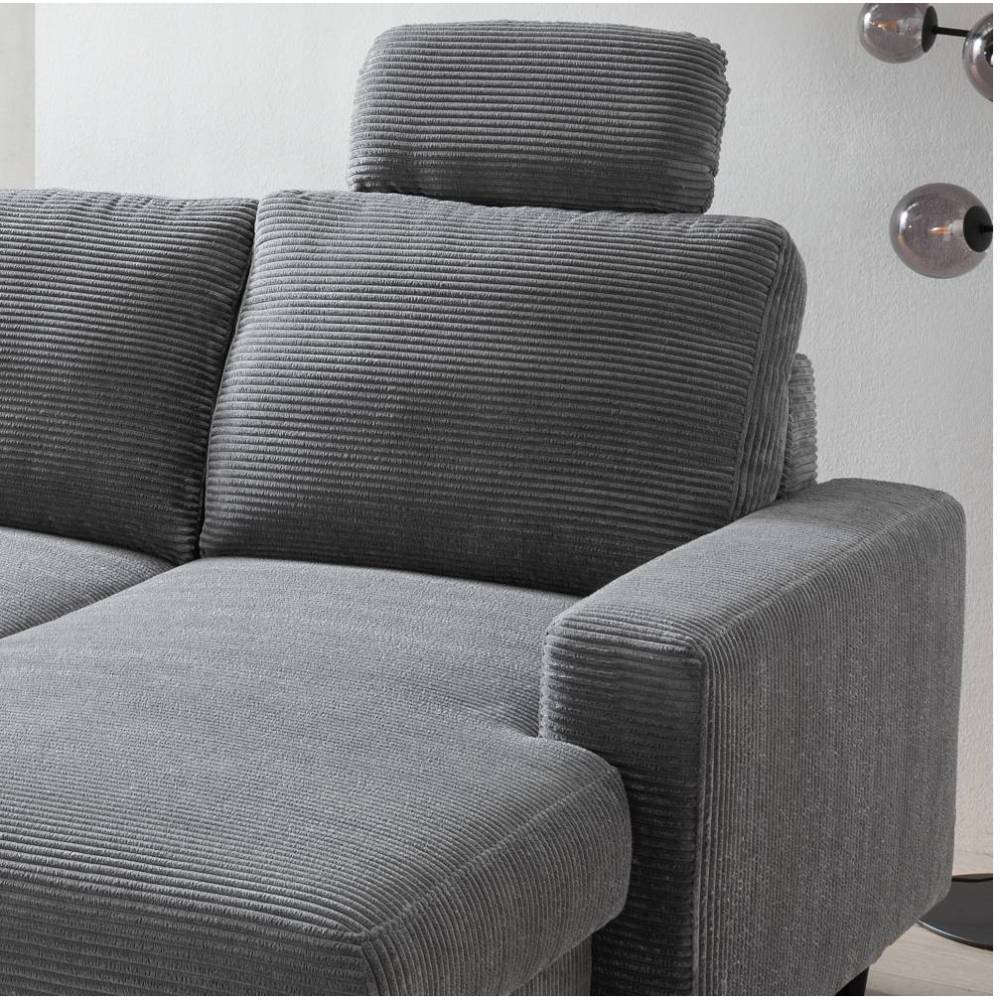 U Sofa Irona aus Cord mit Bettkasten