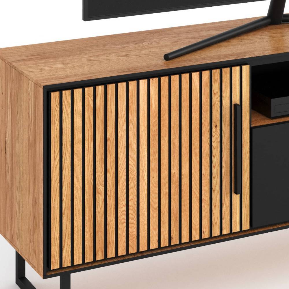 TV Lowboard Laviella in Eichefarben und Schwarz