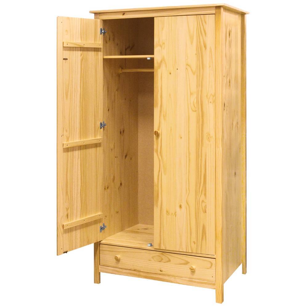 Kleiderschrank Tine aus Kiefer Massivholz mit einer Schublade