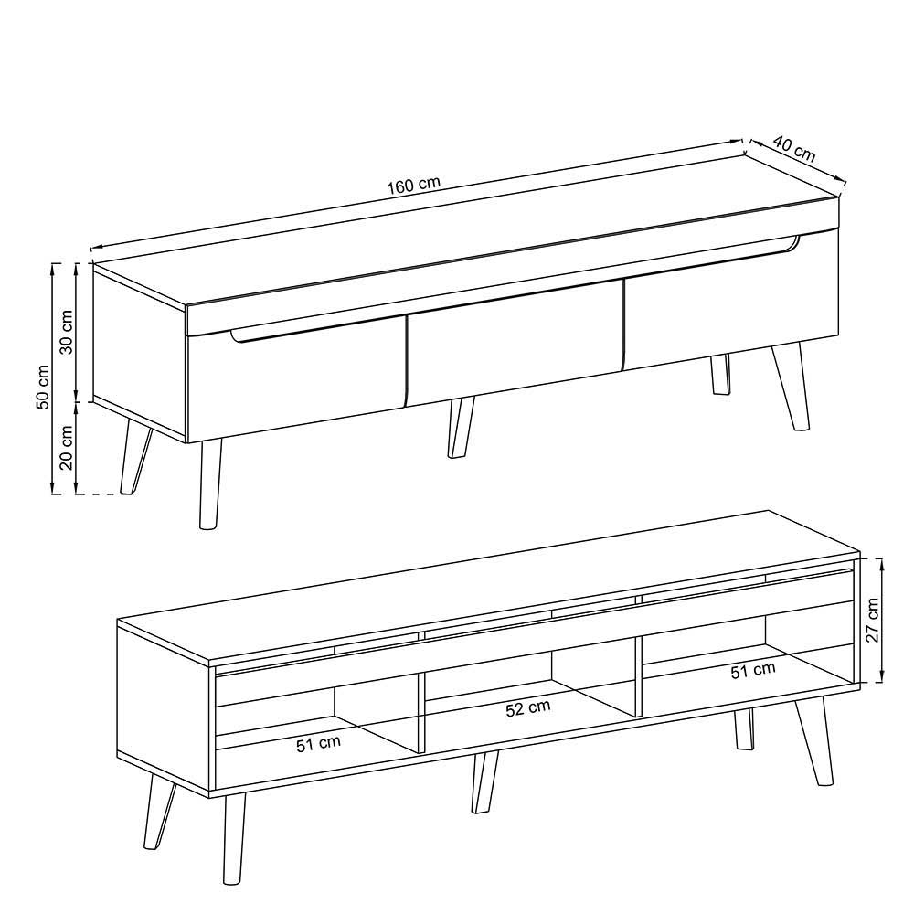 Wohnzimmermöbel Tomya im Skandi Design in Wildeichefarben (dreiteilig)
