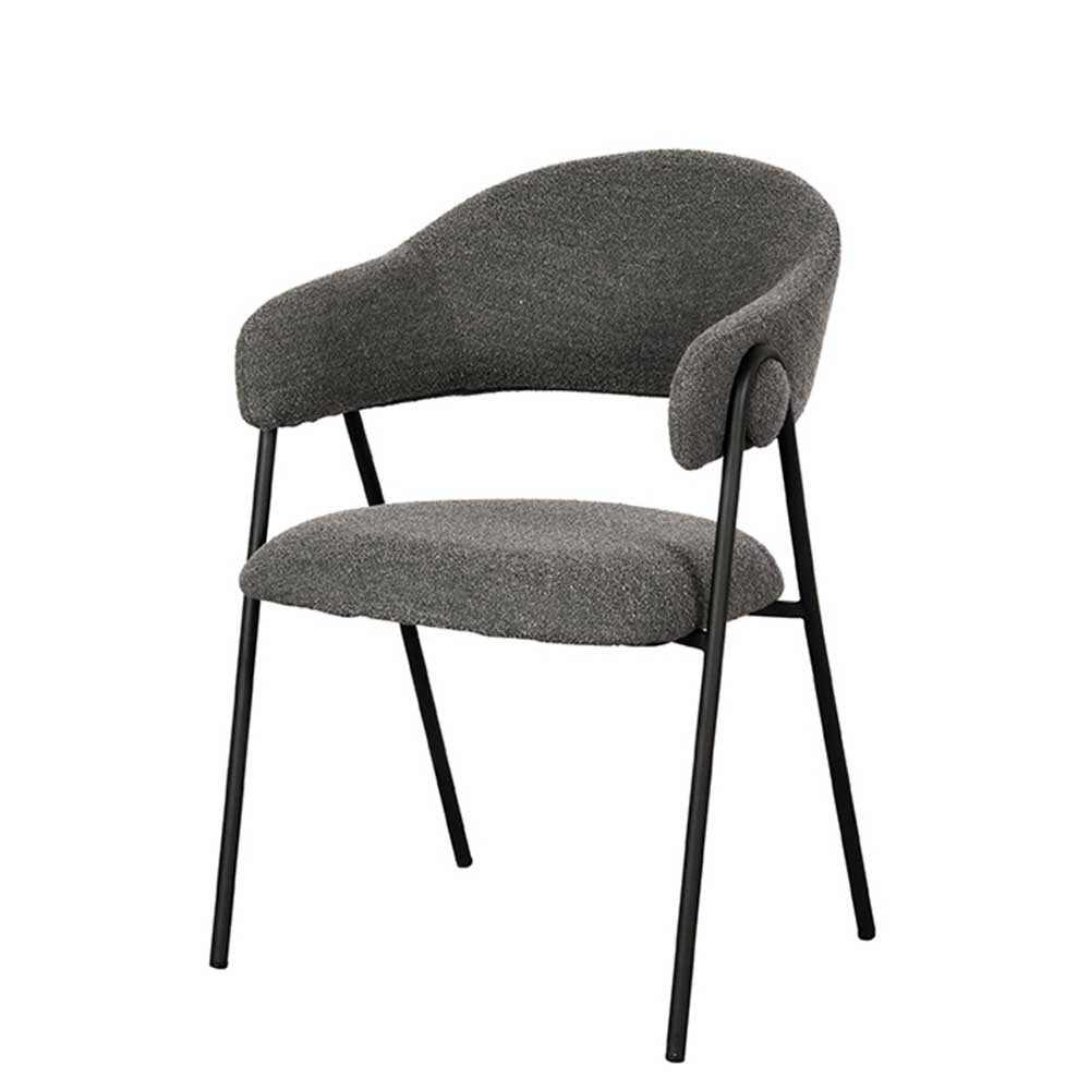 Esszimmerstuhl Mauritius aus Boucle mit Armlehnen (2er Set)