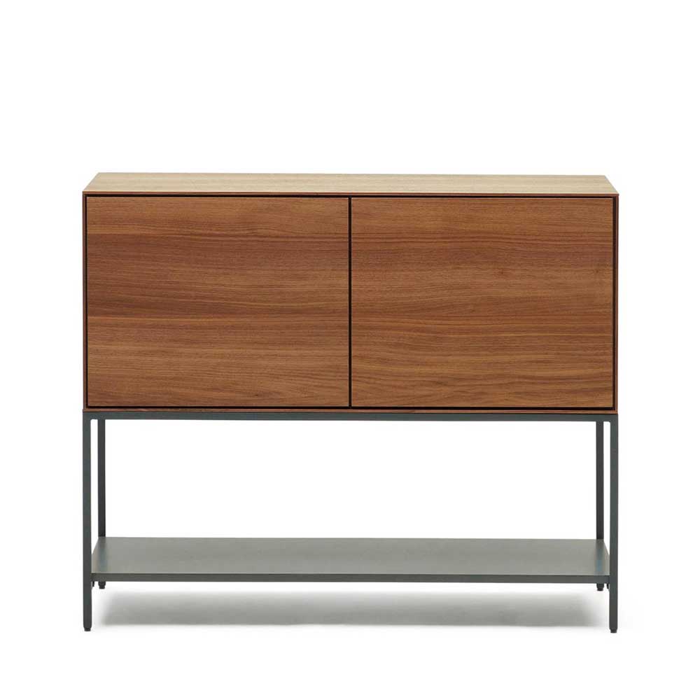 Highboard Pleanos in Nussbaumfarben furniert 80 cm hoch
