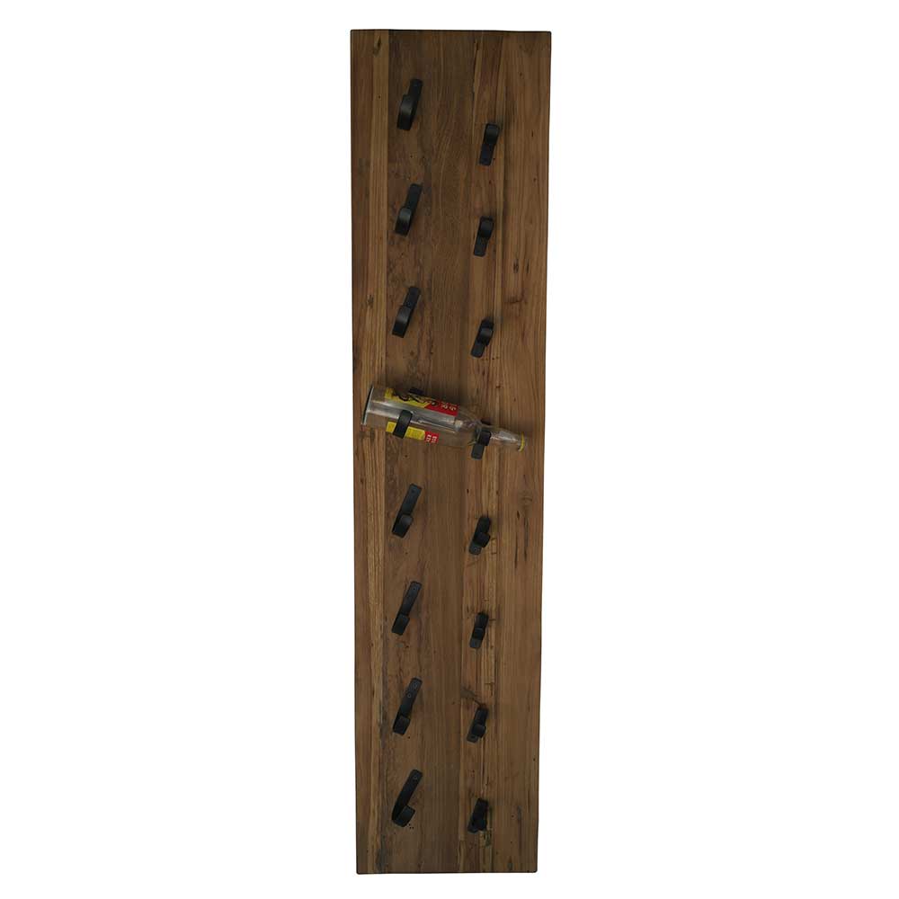 Flaschenhalter Koropi aus Teak Massivholz und Metall im rustikalen Landhausstil