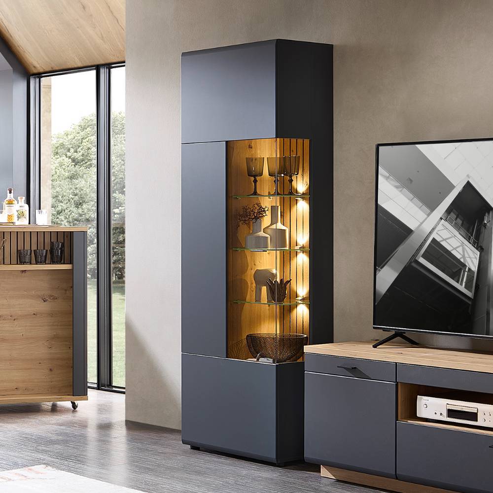 Vitrine Yarisis in Dunkelgrau und modernem Design