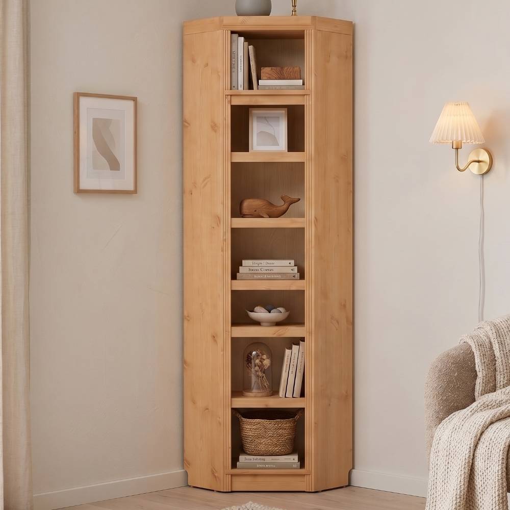 Eck Regal Claros 220 cm hoch aus Kiefer Massivholz