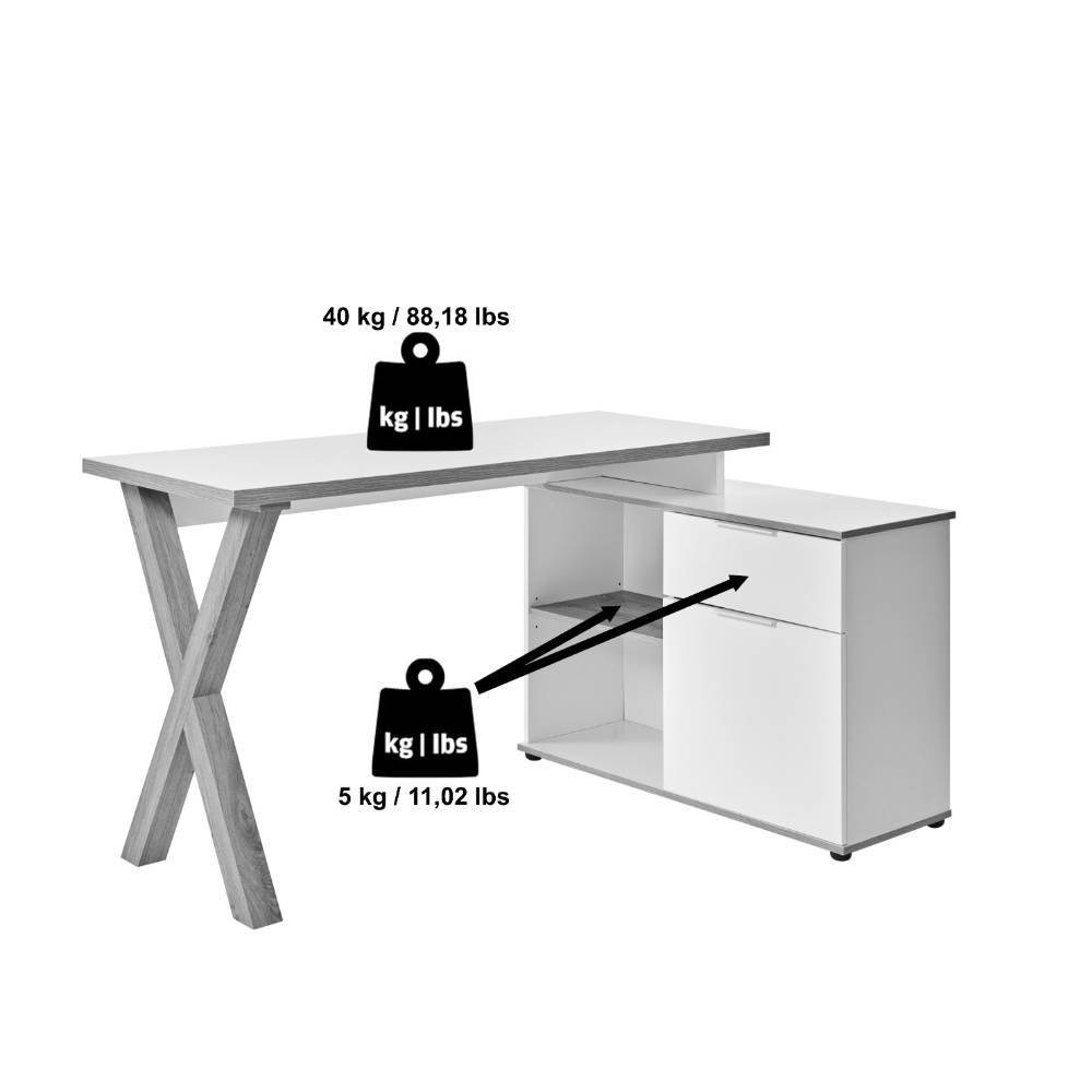 Büroschreibtisch Jian in modernem Design mit Seitenregalen