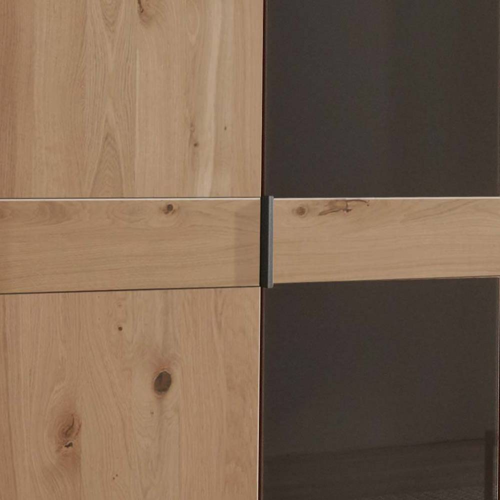 Moderner Kleiderschrank Merkur mit Drehtüren in Eiche Bianco & Dunkelbraun