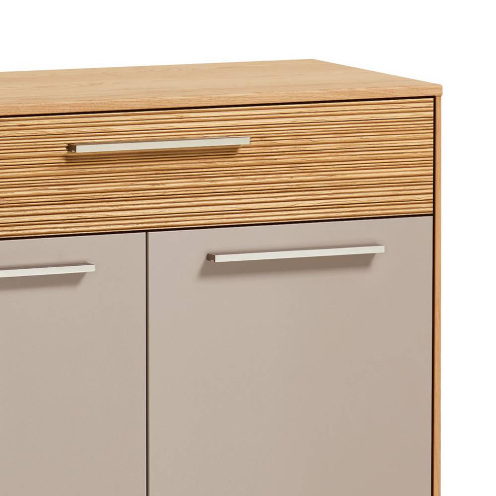 Dielenschrank modern Frasyn in Eiche Bianco und Taupe