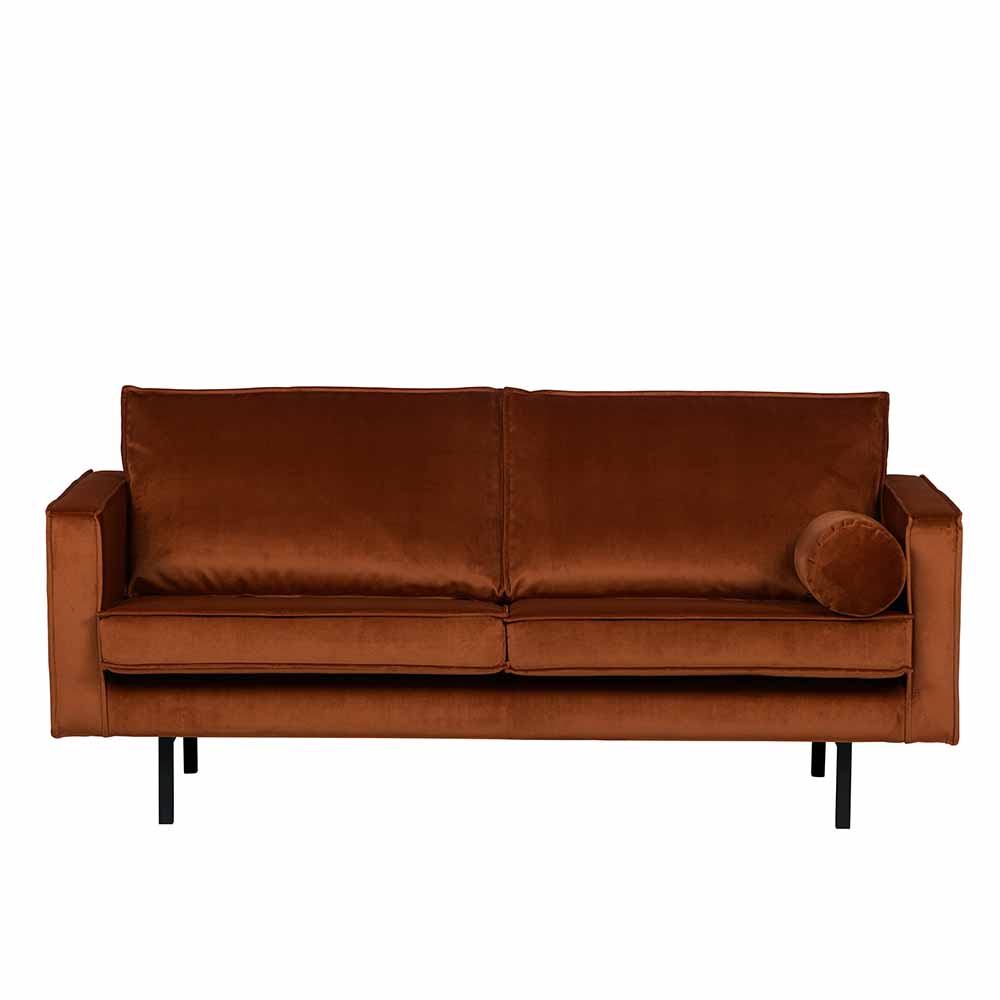 2 Sitzer Sofa Aylon in Rostfarben mit Samt Bezug