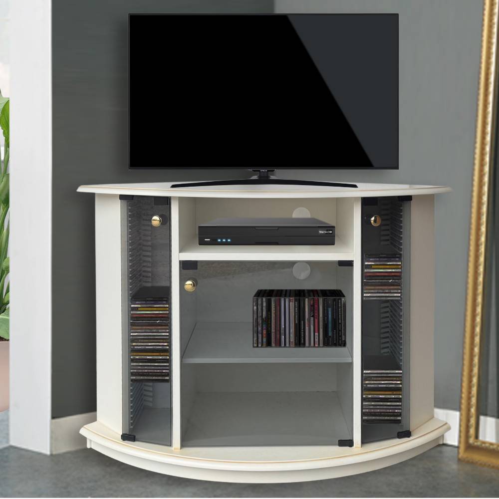 TV Phonoschrank Glacita in Antikweiß mit CD Aufbewahrung