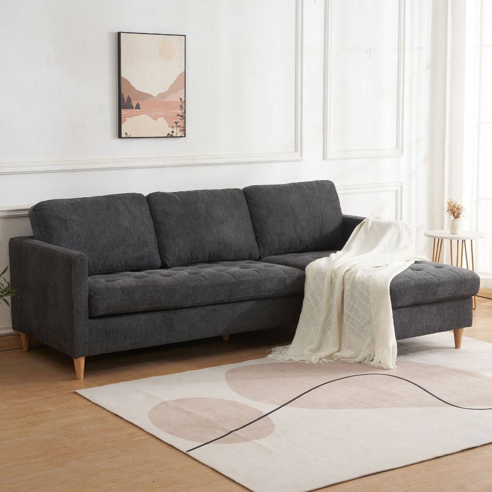 Wohnzimmer Couch Salida in Dunkelgrau Rücken echt bezogen