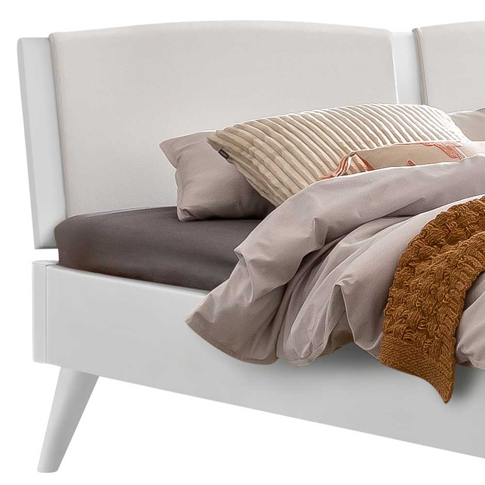 Weißes 140 cm Bett Jerry aus MDF 38 cm Einstiegshöhe