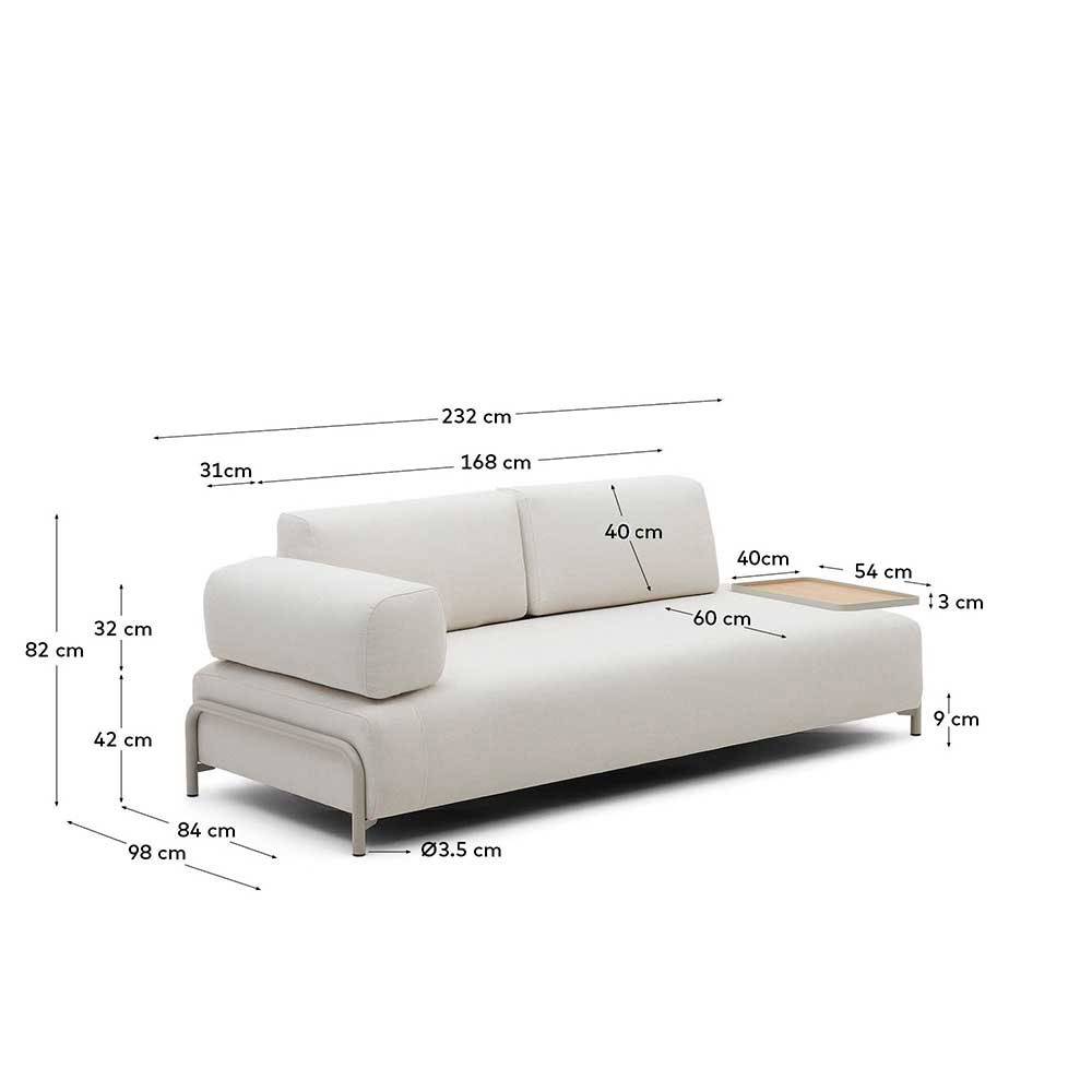 Wohnzimmer Couch Vivo aus Chenillegewebe in Beige