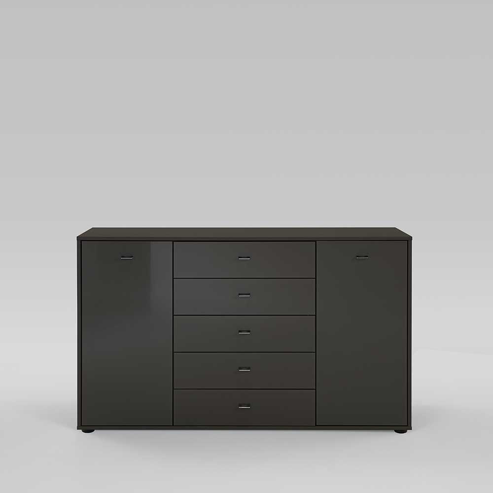 Sideboard Rebea in Grau Braun mit Glas beschichtet