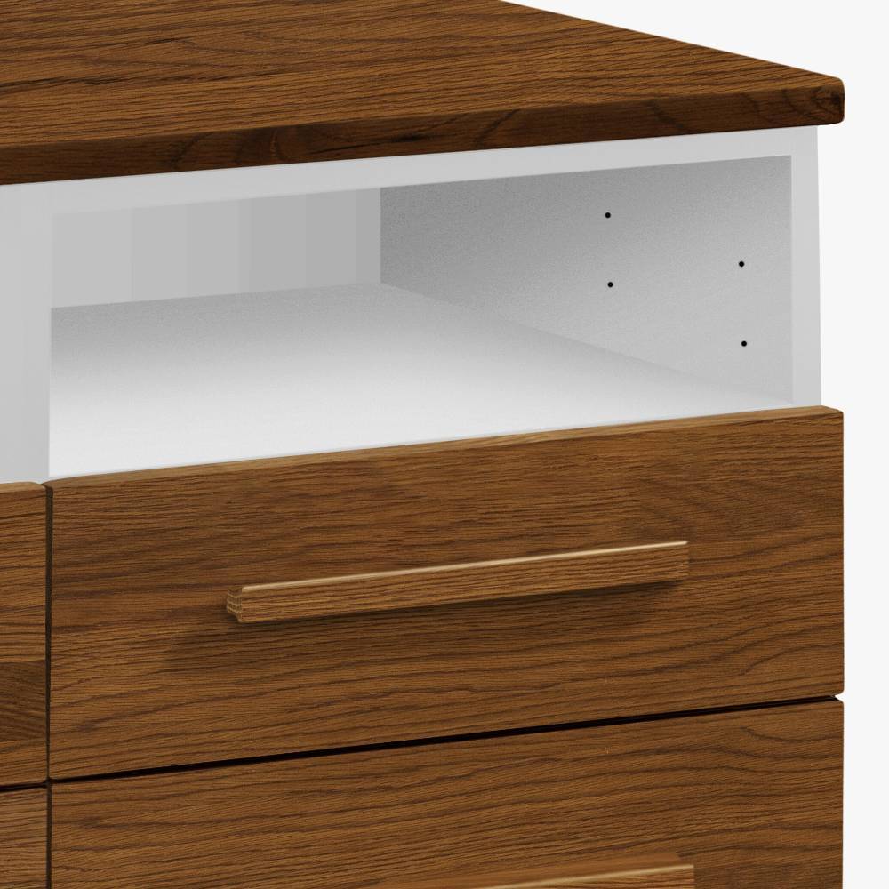 TV Phonoschrank Atlinius mit vier Schubladen und zwei offenen Fächern