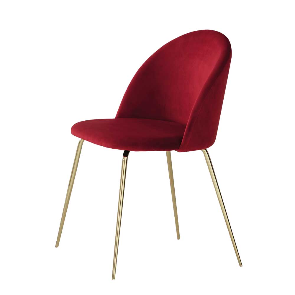 Rote Esstisch Stühle Enyi aus Samt mit Gestell aus Metall (2er Set)
