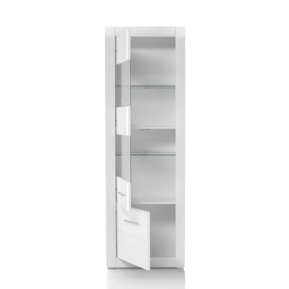 Wohnzimmervitrine Triango in Weiß Hochglanz 65 cm breit